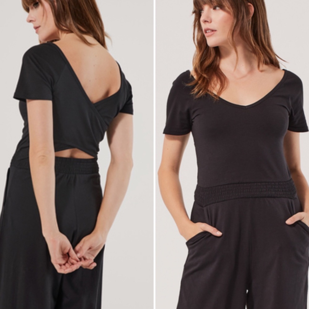 Pact Cotton detail open back cross jumpsuit XL
